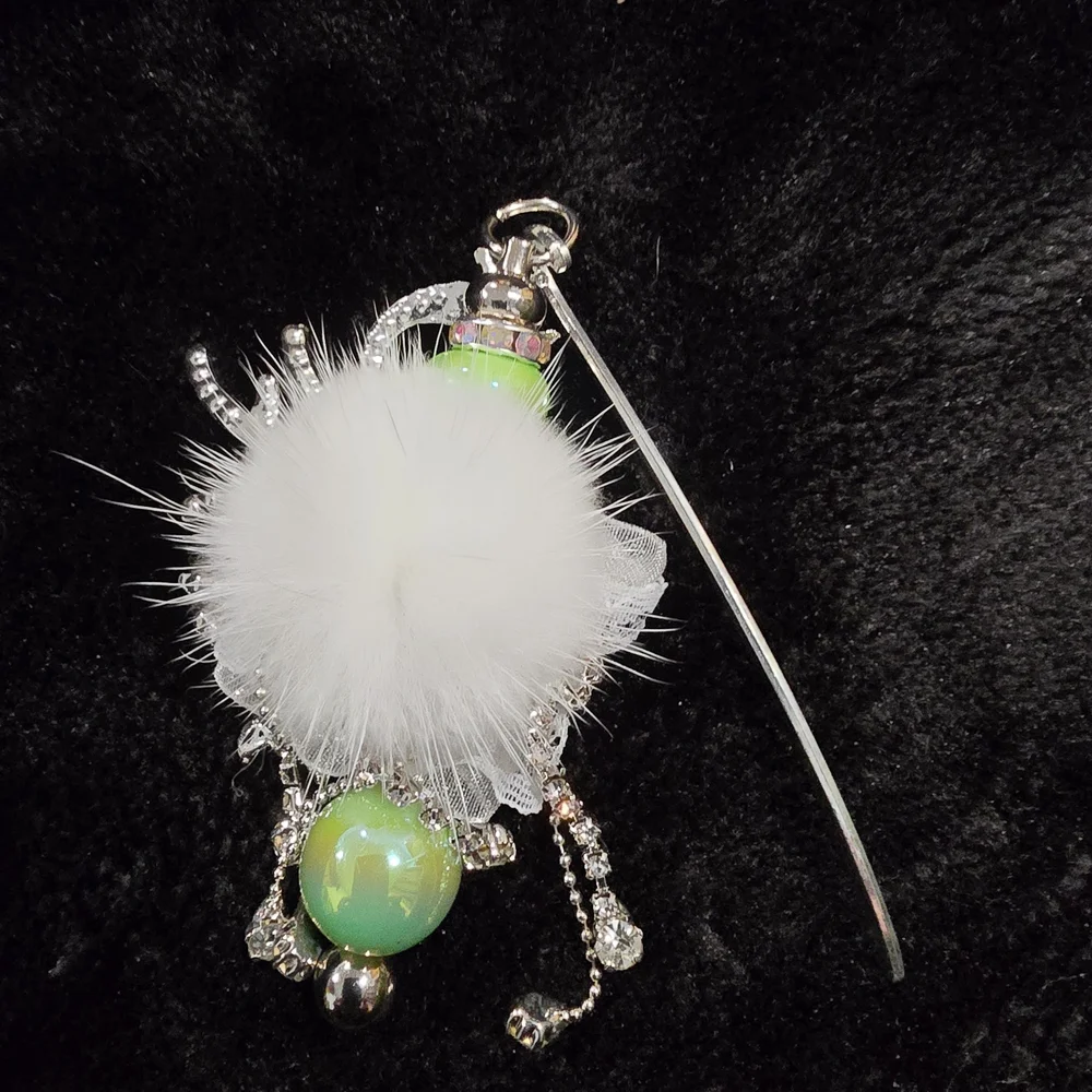Crystal and Green Decorative Bookmark